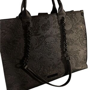 Betsy Johnson black skull tote